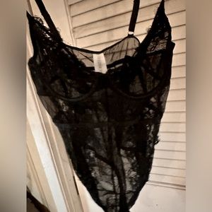 Black lace thong teddy, forever 21, size medium. NWT